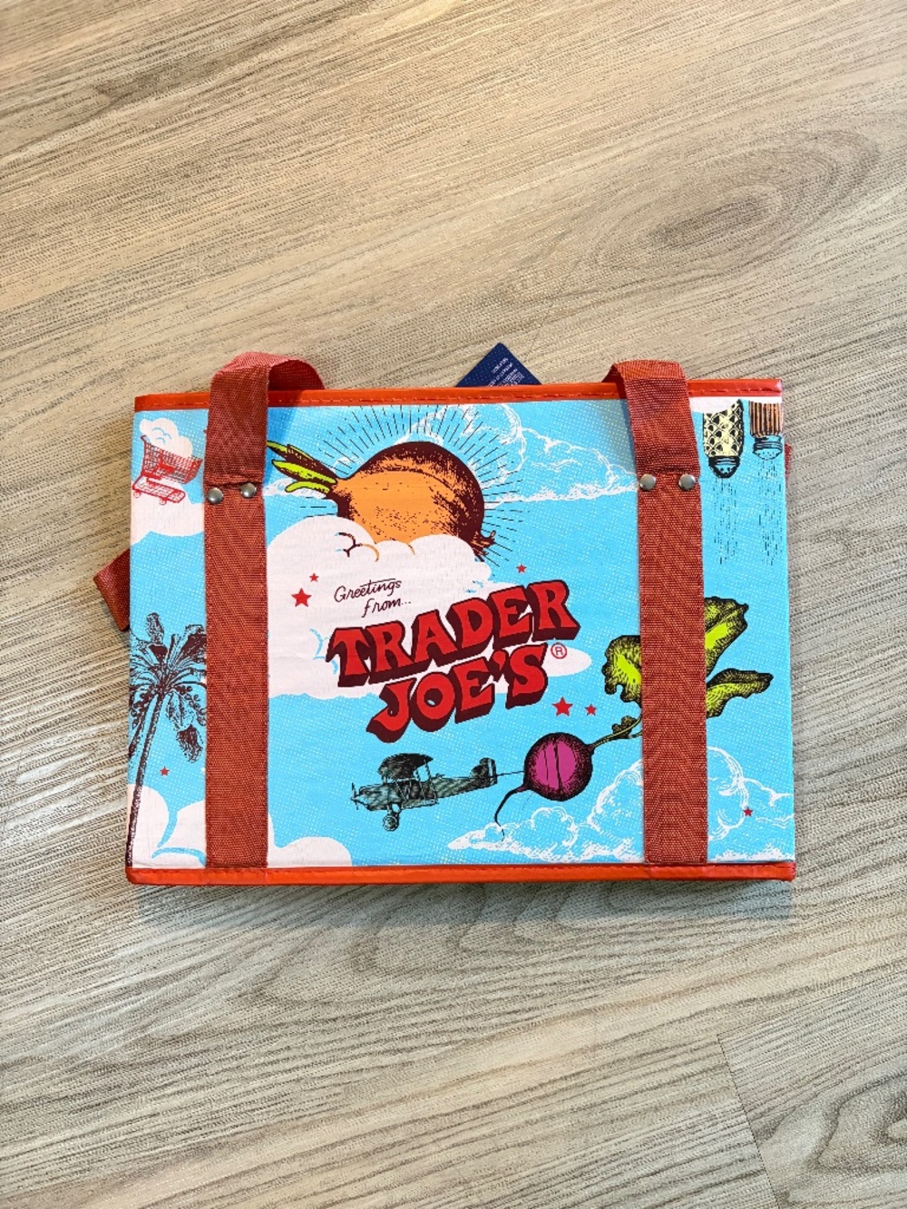 Trader Joe's stand up collapsible grocery tote bag, NWT